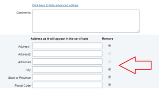 Spuntare le checkbox per rimuovere i campi