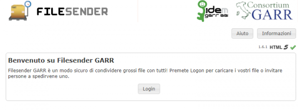 FileSender Login page